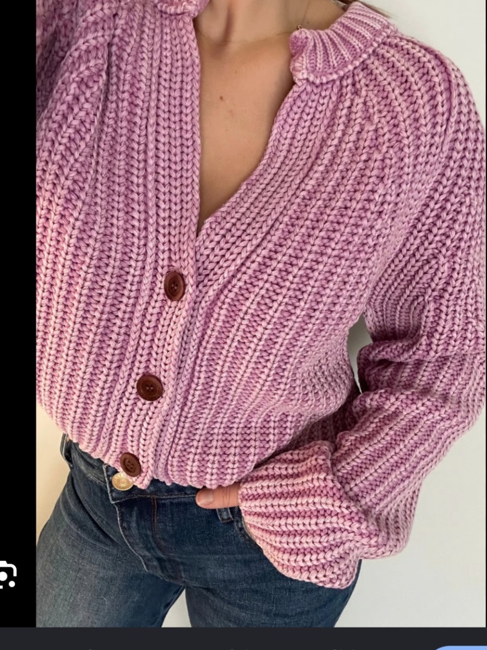 Free People Sweet Nothing Chunky Knit Cardigan in purple lavender, small